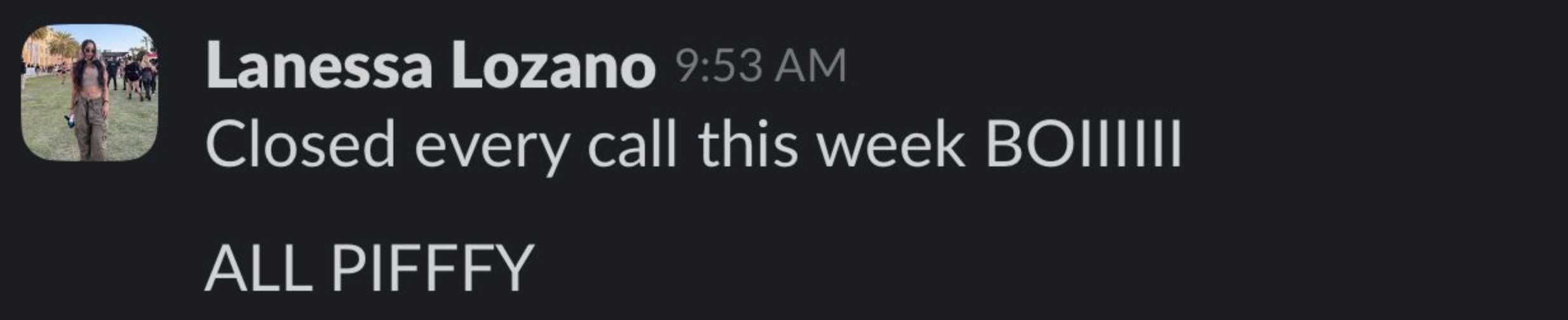 Message from Lanessa Lozano