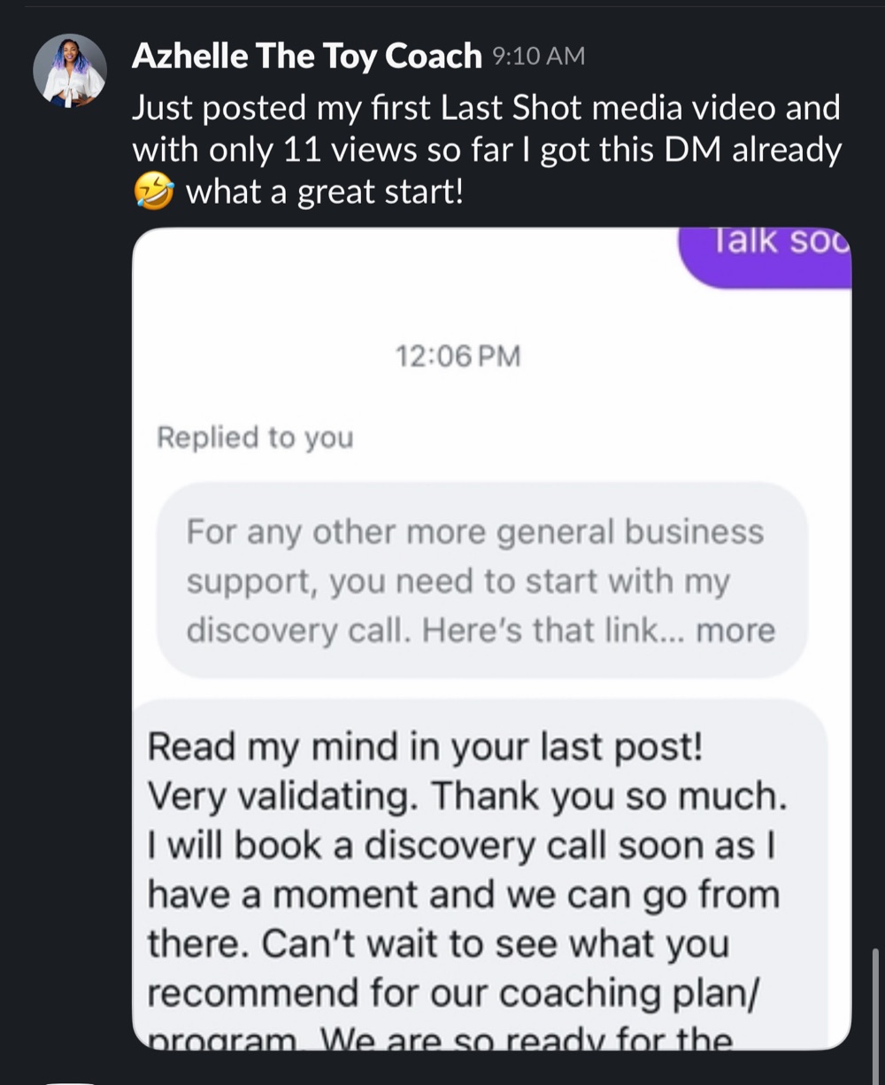 Message from Azhelle The Toy Coach