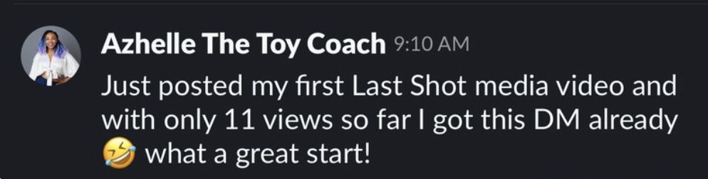 Message from Azhelle The Toy Coach: got a DM from a lead after only 11 views